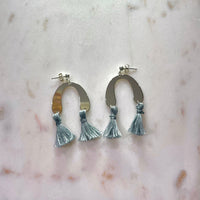 silver u-shaped drop earrings