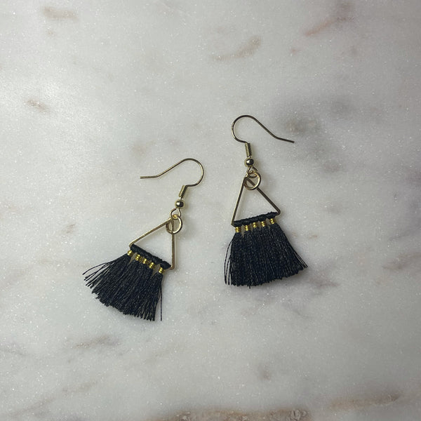 triangle tassel drop earrings